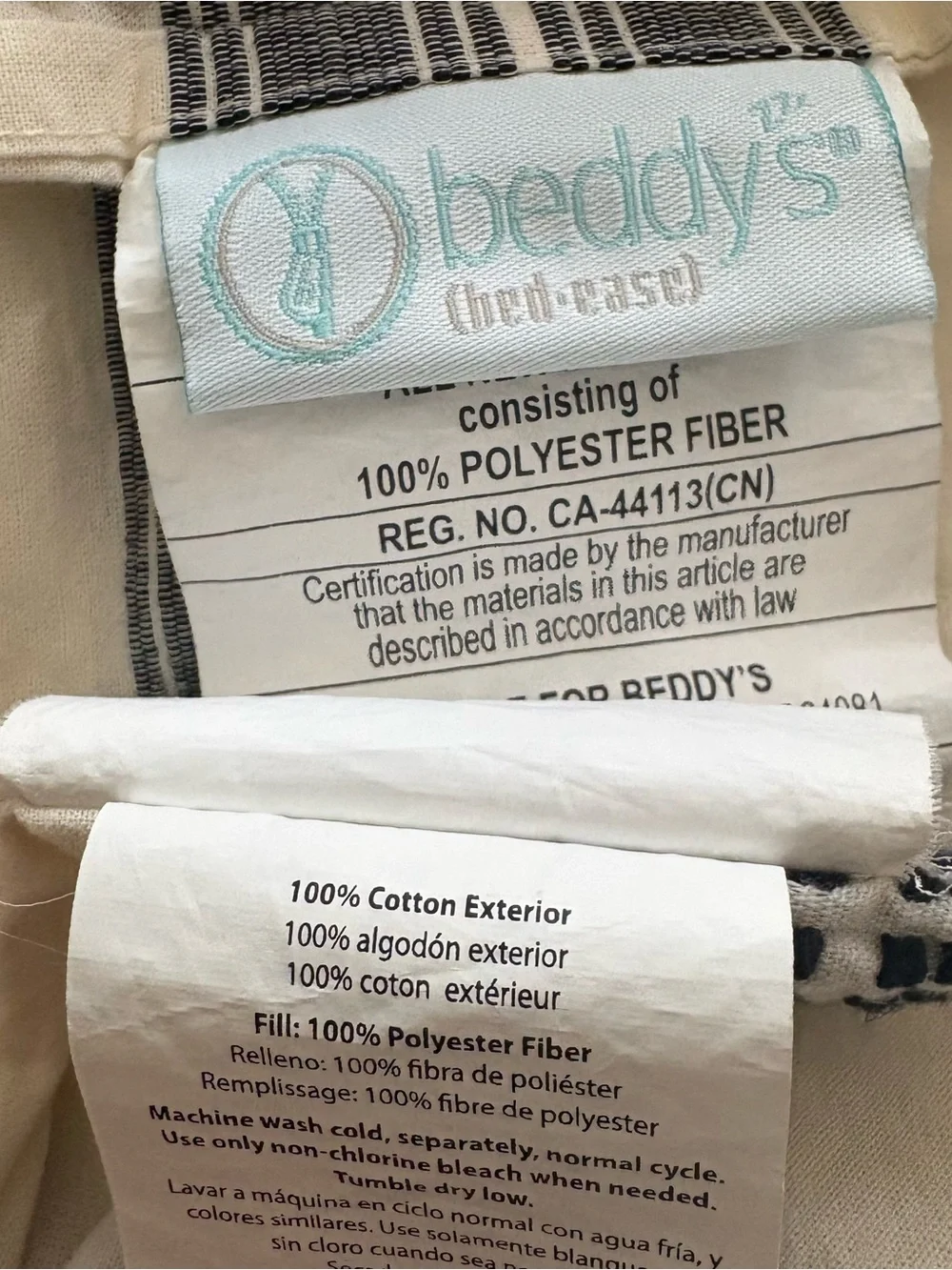 Beddy's Bed Standard First Class Luxe Line Cream & Black Striped Woven Shams (2)